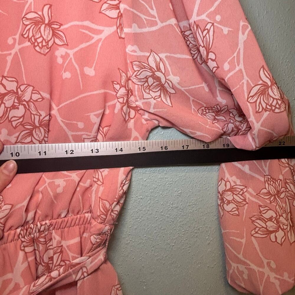 Women's Flying Tomato Pink White Floral Long Sleeve Dress M - Picture 6 of 8